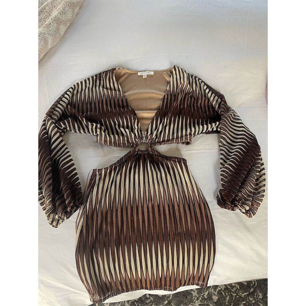 12th Tribe Women's Brown Cutout Mini Dress Size S Boho Party Casual